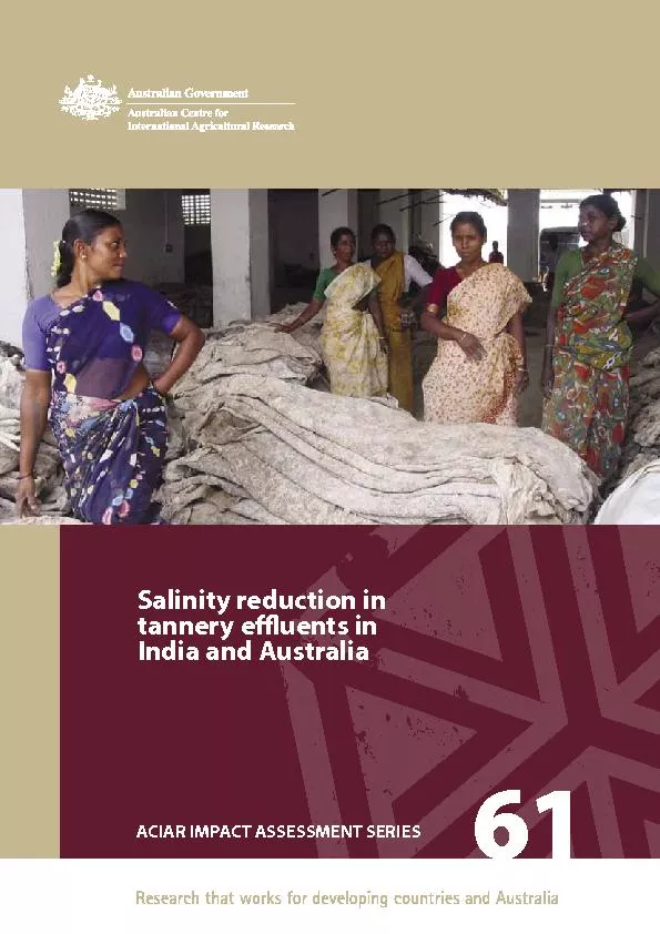 ACIAR MPACSSESSMENT SERIESalinity reduction in tannery euents in Indi