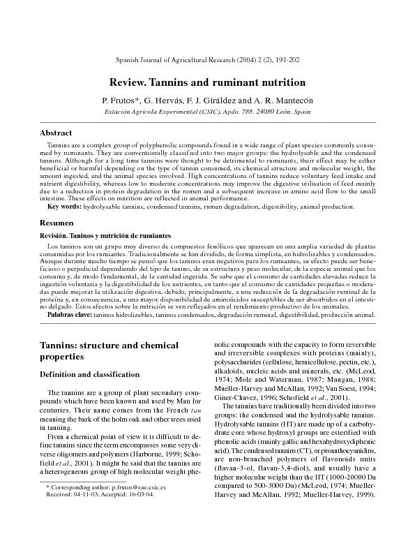 Tannins:structure and chemicalpropertiesDefinition and classificationT