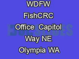WDFW FishCRC Office  Capitol Way NE Olympia WA