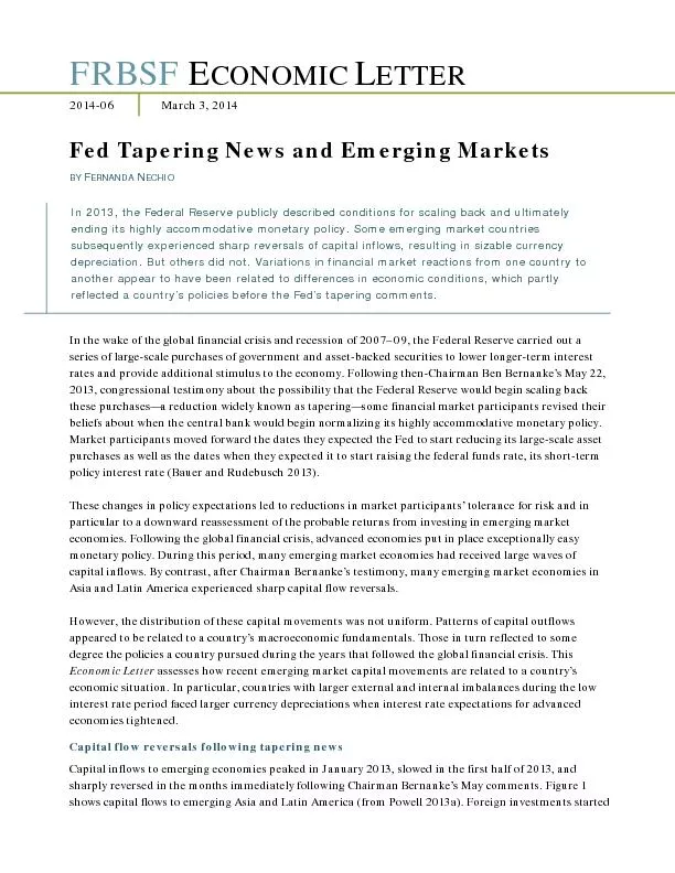 Fed Tapering News and Emerging Markets BY F
