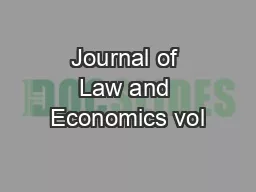 Journal of Law and Economics vol