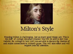 Milton’s Style
