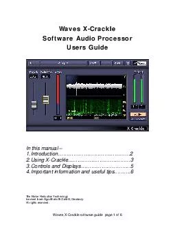 Waves XCrackle software guide page  of  Waves XCrackle Software Audio Processor Users