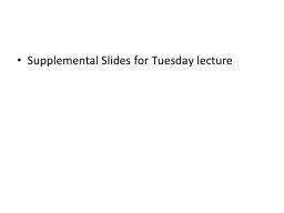 Supplemental Slides for Tuesday lecture