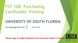 FST 108: Purchasing Cardholder Training