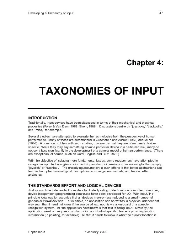 Developing a Taxonomy of Input  4.1