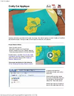 Crafty Cut Applique Crafty Cut Applique Add some excitement to your embroidery projects