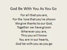 God Be With You As You Go