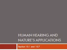 Human Hearing and Nature’s Applications