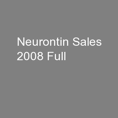 Neurontin Sales 2008 Full