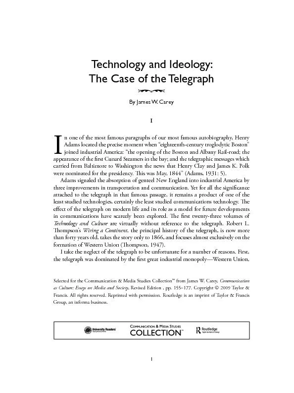 Technology and Ideology: The Case of the Telegraph