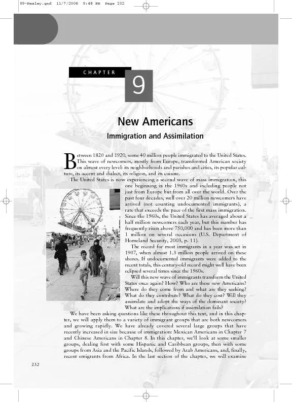 New AmericansImmigration and Assimilationetween 1820 and 1920, some 40