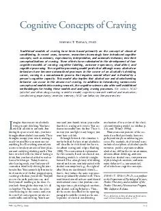 Cognitive Concepts of Craving Stephen T