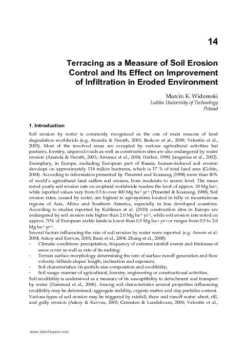 14 Terracing as a Measure of Soil Erosion  Control and Its Effect on I