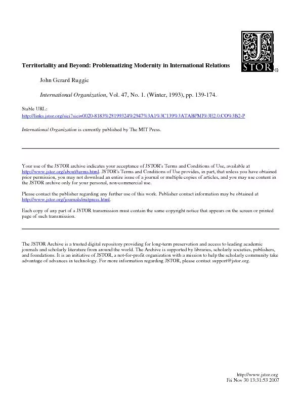 Territoriality and beyond: problematizing modernity in international r