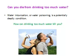 Can you die from drinking too much water?