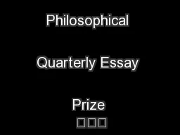 Winner of The Philosophical Quarterly Essay Prize 
