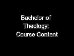 Bachelor of Theology: Course Content