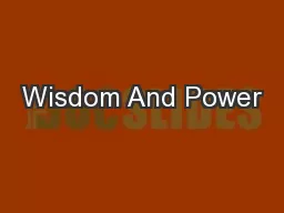 Wisdom And Power