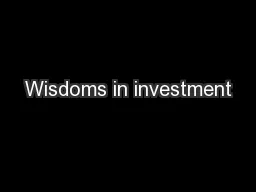 Wisdoms in investment