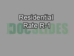 Residential Rate R-1
