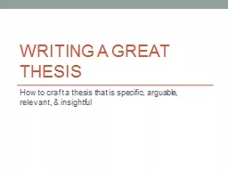 Writing a Great Thesis
