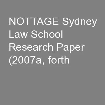 NOTTAGE Sydney Law School Research Paper (2007a, forth