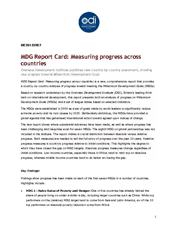 MDG Report Card: Measuring progress across