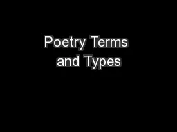 Poetry Terms and Types
