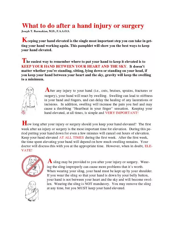 What to do after a hand injury or surgery Joseph T. Barmakian, M.D., F