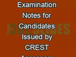 Assessors Panel CREST Registered Tester Certification Examination Notes for Candidates