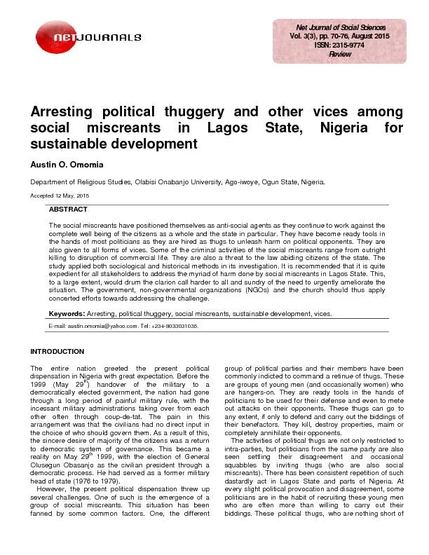 Arresting political thuggery and other vices among