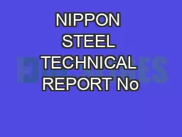 NIPPON STEEL TECHNICAL REPORT No