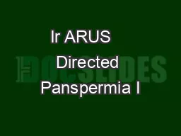 Ir ARUS    Directed Panspermia I