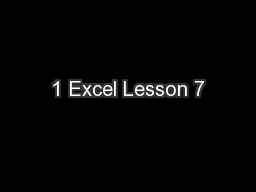1 Excel Lesson 7