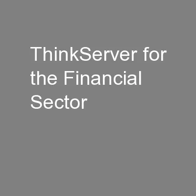ThinkServer for the Financial Sector