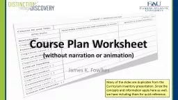 Course Plan Worksheet