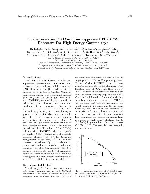 CharacterizationOfCompton-SuppressedTIGRESSDetectorsForHighEnergyGamma