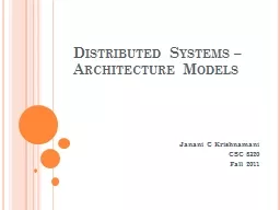 Distributed Systems – Architecture Models