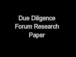 Due Diligence Forum Research Paper 