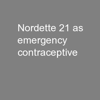 Nordette 21 As Emergency Contraceptive