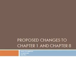 Proposed changes to Chapter 1 and Chapter 8