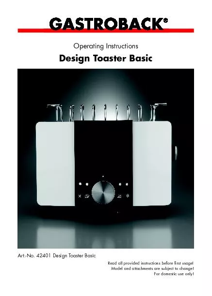 Art.-No. 42401 Design Toaster BasicRead all provided instructions befo