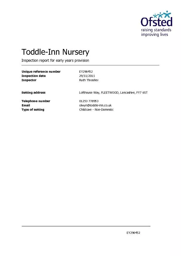 Inspection report for early years provision