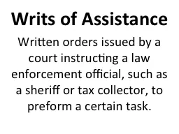 Writs of Assistance