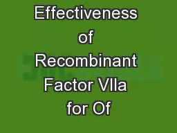 Comparative Effectiveness of Recombinant Factor VIIa for Of
