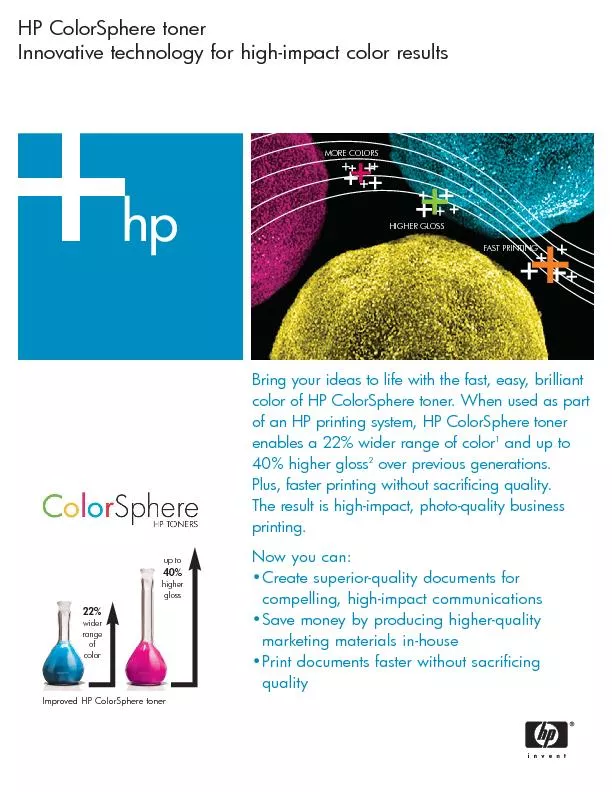 HP ColorSphere tonerInnovative technology for high-impact color result