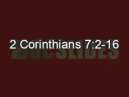2 Corinthians 7:2-16