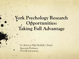 York Psychology Research Opportunities: