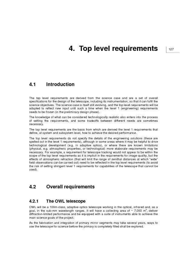 4. Top level requirements The top level requirements are derived from